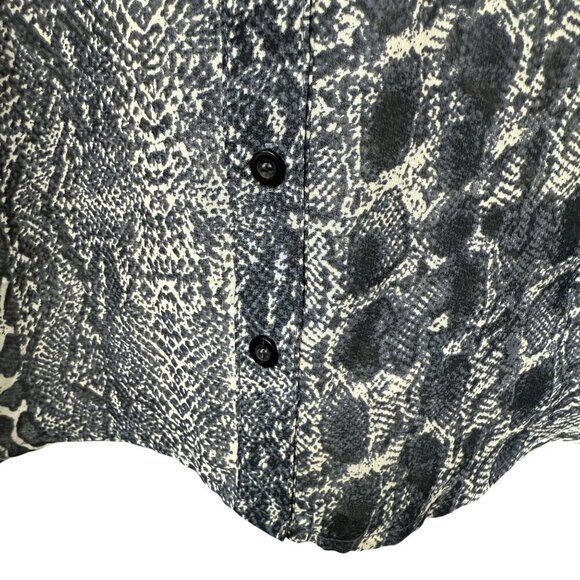 Vintage Havana Gray Snake Print Blouse Large Sheer Button Up Womens Top - Picture 7 of 12